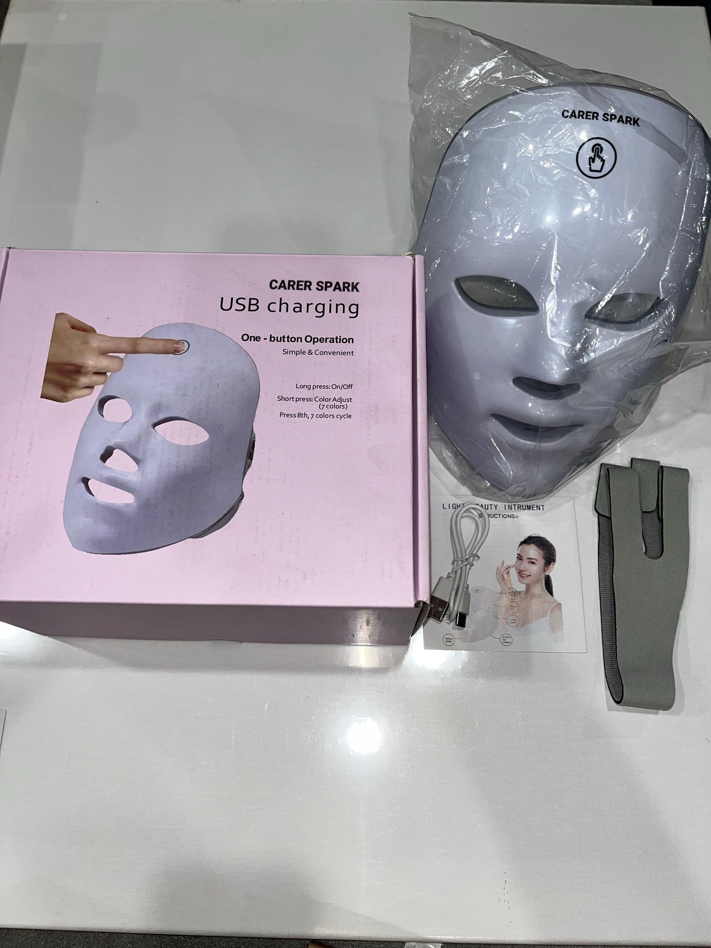 CARER SPARK 7 Color Photon LED Light Therapy Mask Electronic Skin Care Apparatus for Facial Broken Capillaries and Perioral Dermatitis