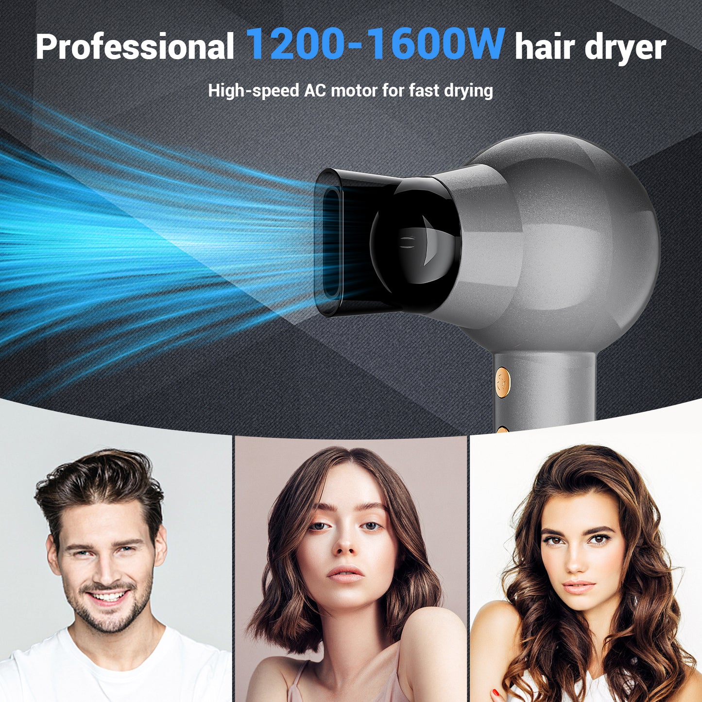 CARER SPARK Ionic High Speed Hair Dryer Portable Fast-Drying Blow Dryer for Travel Salon