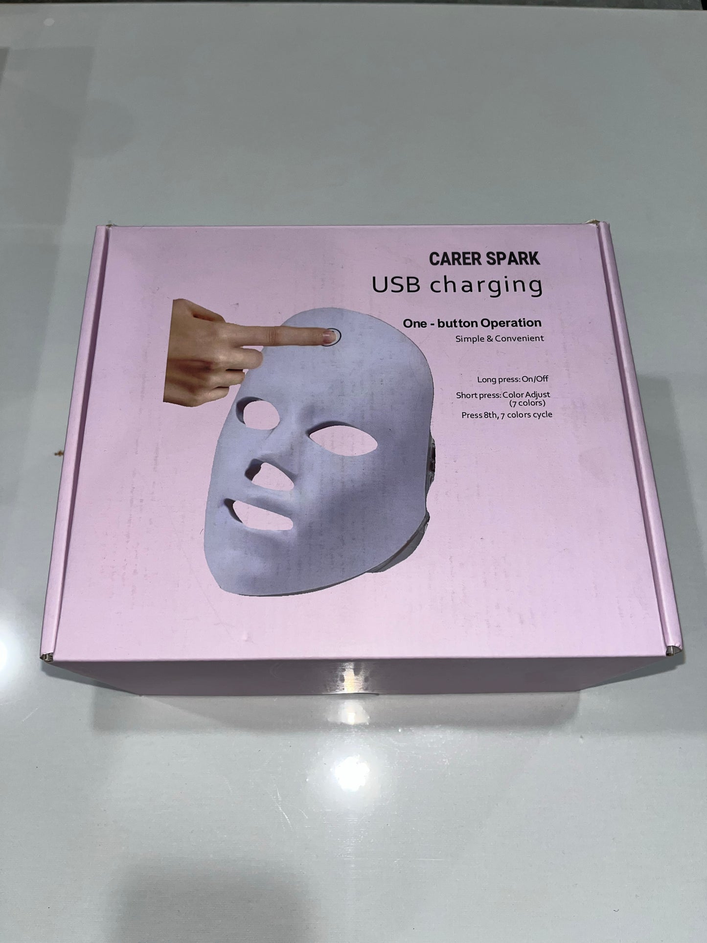 CARER SPARK 7 Color Photon LED Light Therapy Mask Electronic Skin Care Apparatus for Facial Broken Capillaries and Perioral Dermatitis