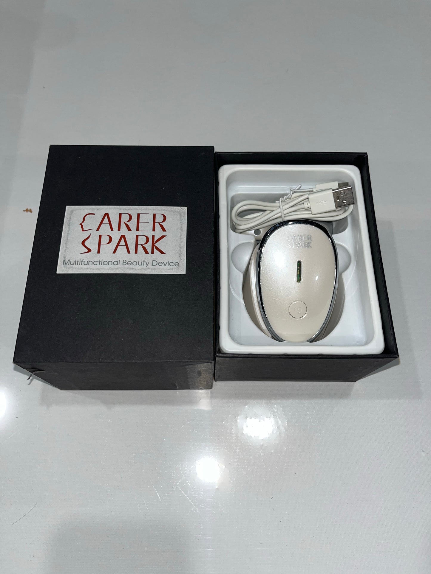 CARER SPARK Neck Wrinkle Remover Facial Cleansing Brush with EMS Vibration and Photon Heating Therapy for Non-Ablative Aesthetic Skin Treatments