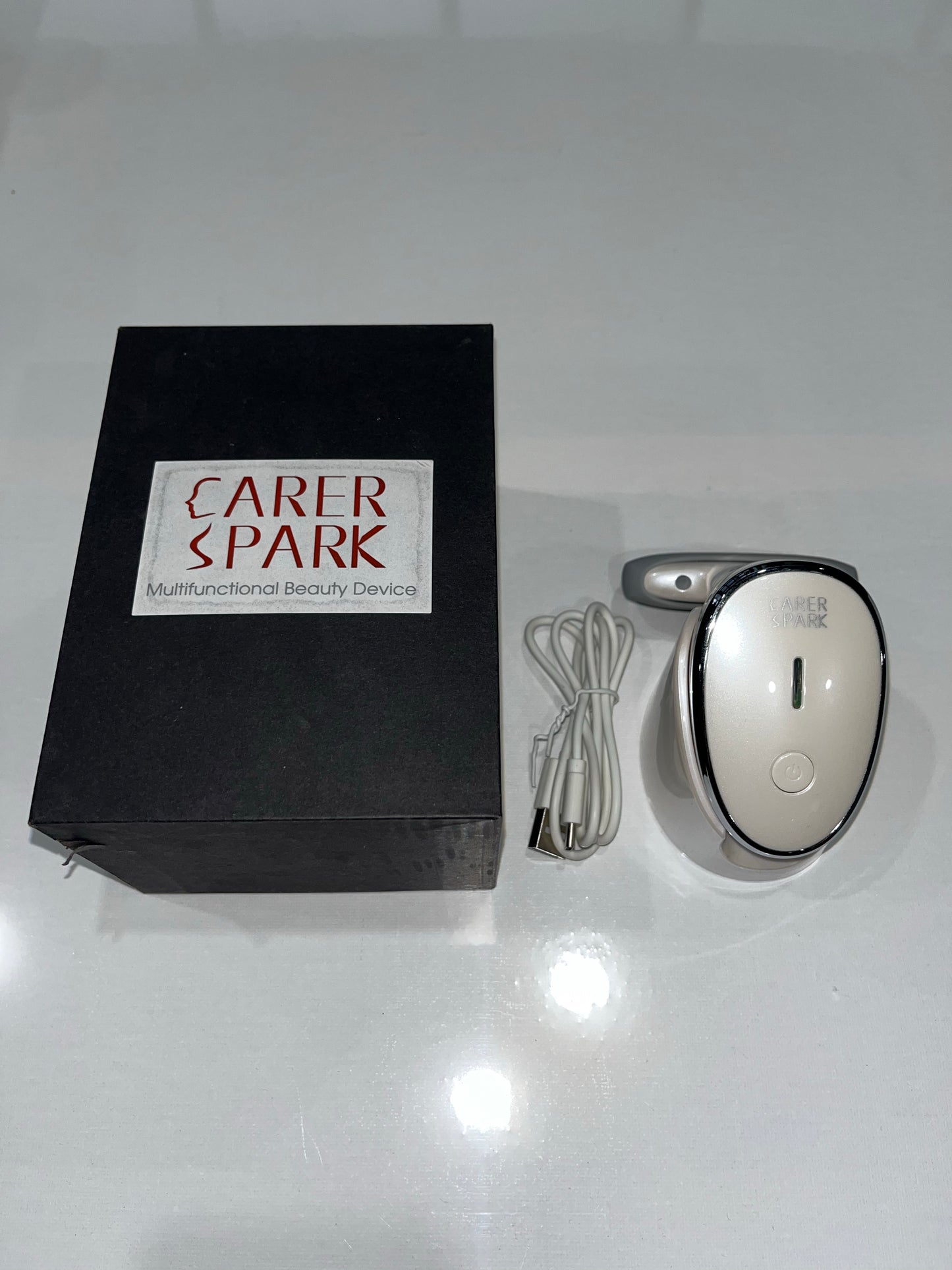 CARER SPARK Neck Wrinkle Remover Facial Cleansing Brush with EMS Vibration and Photon Heating Therapy for Non-Ablative Aesthetic Skin Treatments