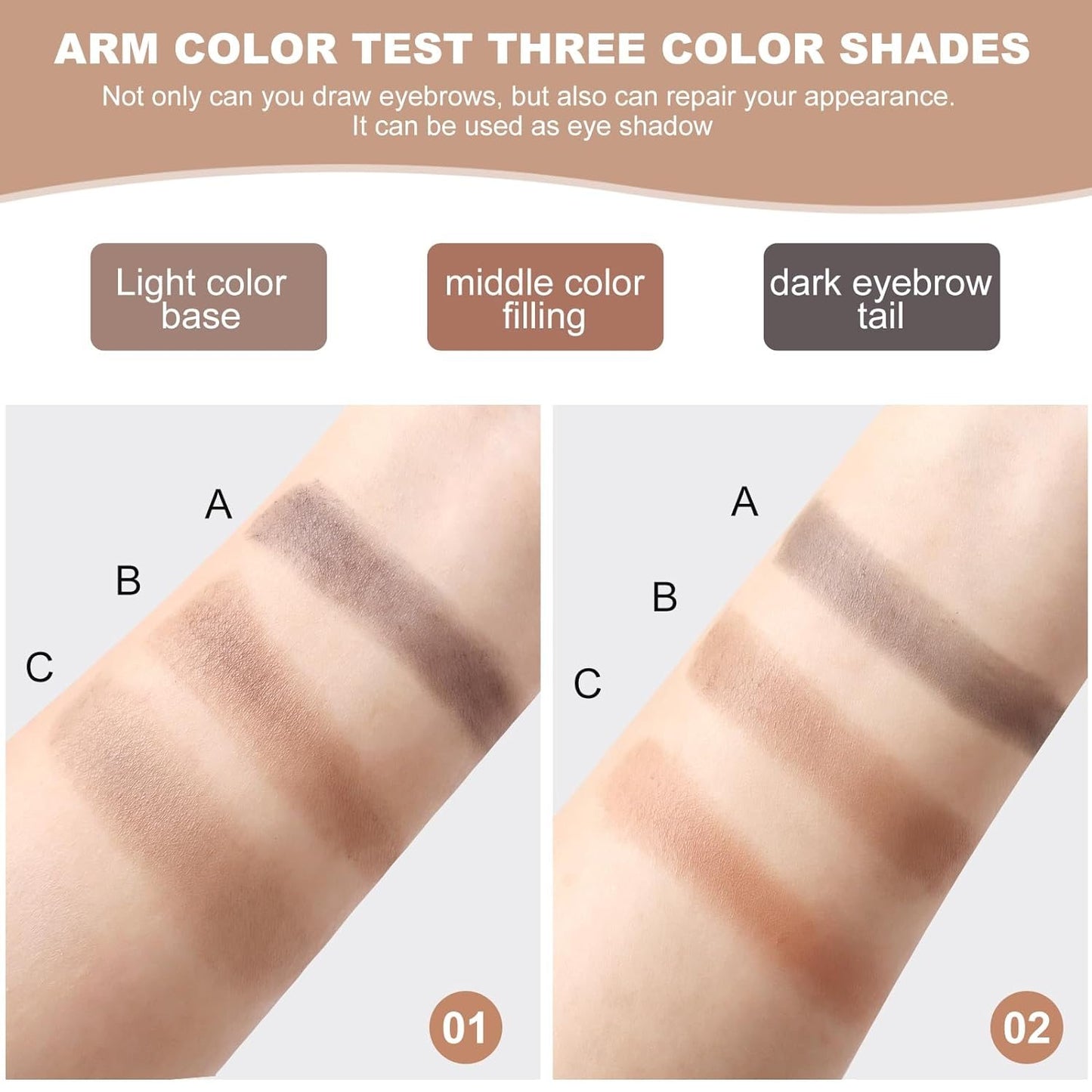 CARER SPARK 3 Color Eyebrow Powder Palette