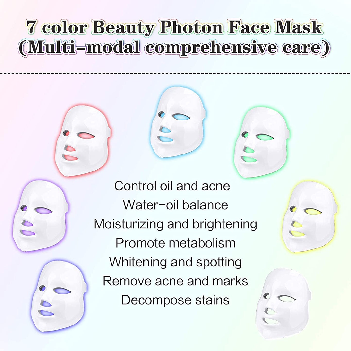 7 Color Photon Led Light Therapy Mask for Facial Broken Capillaries Perioral Dermatitis