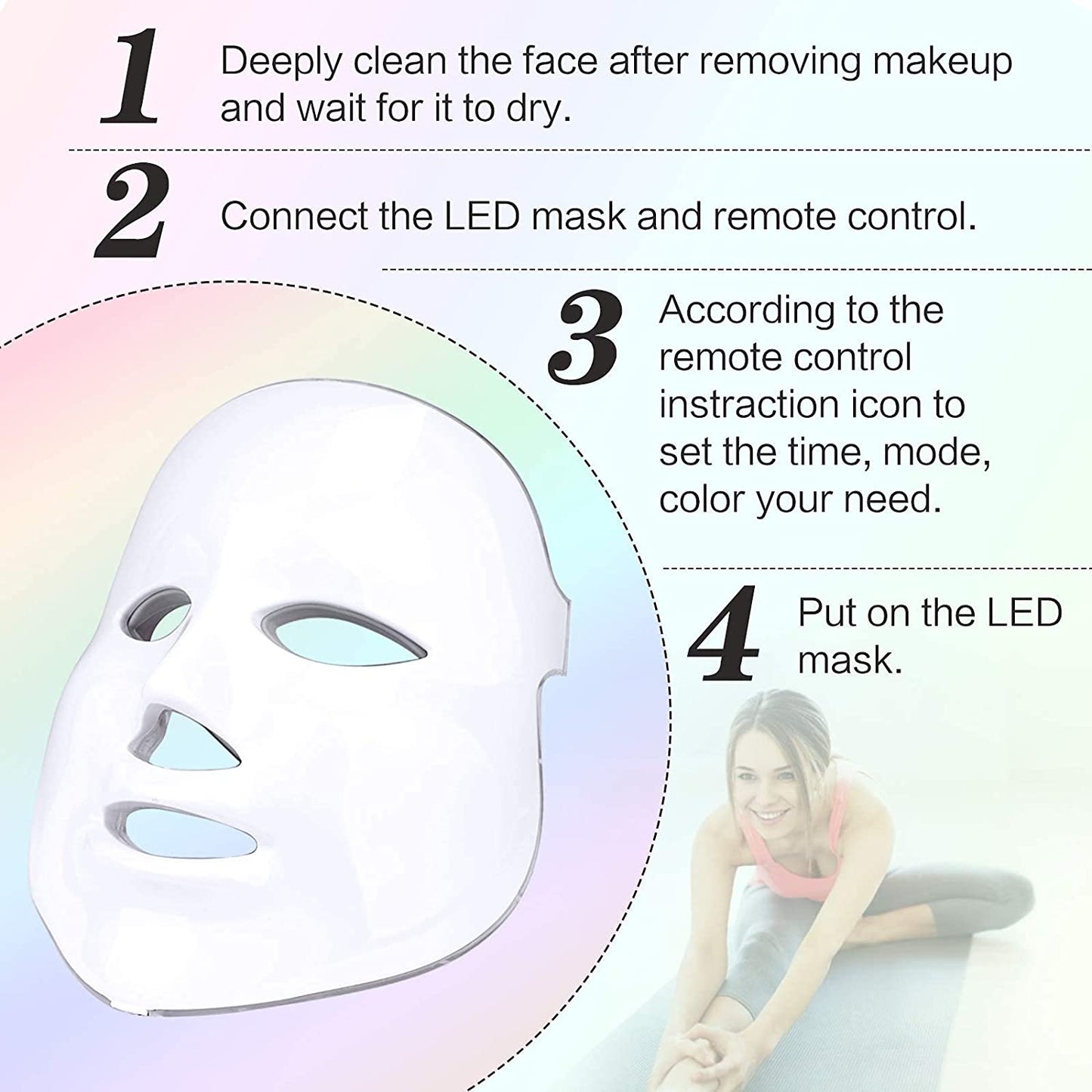 7 Color Photon Led Light Therapy Mask for Facial Broken Capillaries Perioral Dermatitis