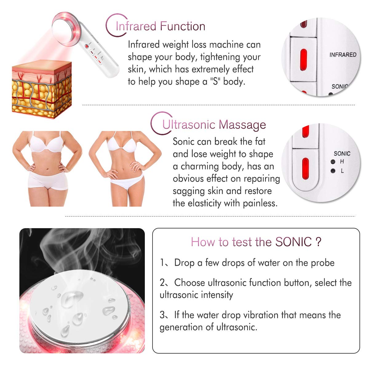 3 In 1 Ultrasonic Cavitation Machine Fat Burner For Home