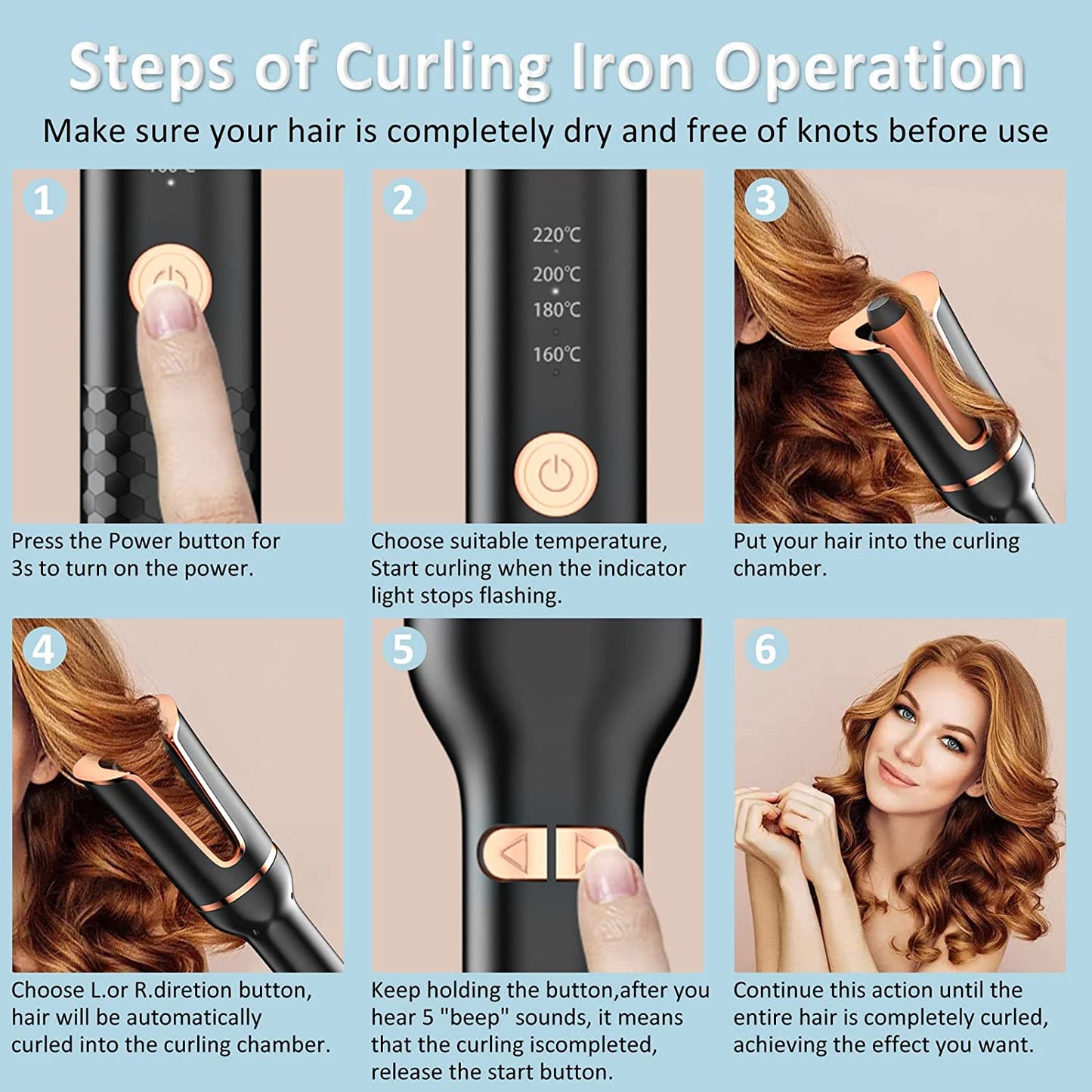 Spin N Curl Automatic Hair Curler Rotating Curling Iron for Shoulder-Length Hair