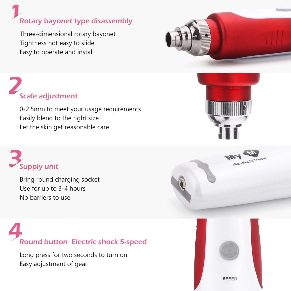 Derma Pen Microneedling Pen Bayonet Needle Wrinkle Removal Rechargeable