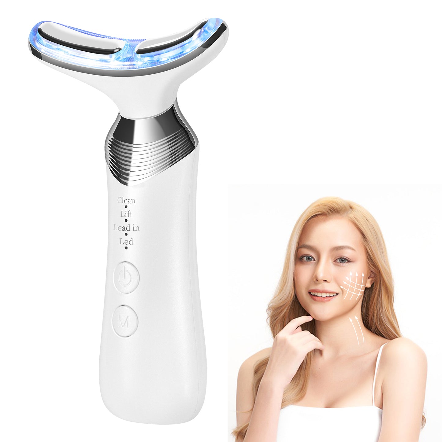 CARER SPARK Facial Massage Device 4-in-1 RF EMS Vibration Light 4 Modes Neck Face Massage Device for Lifting & Firming Skin Care