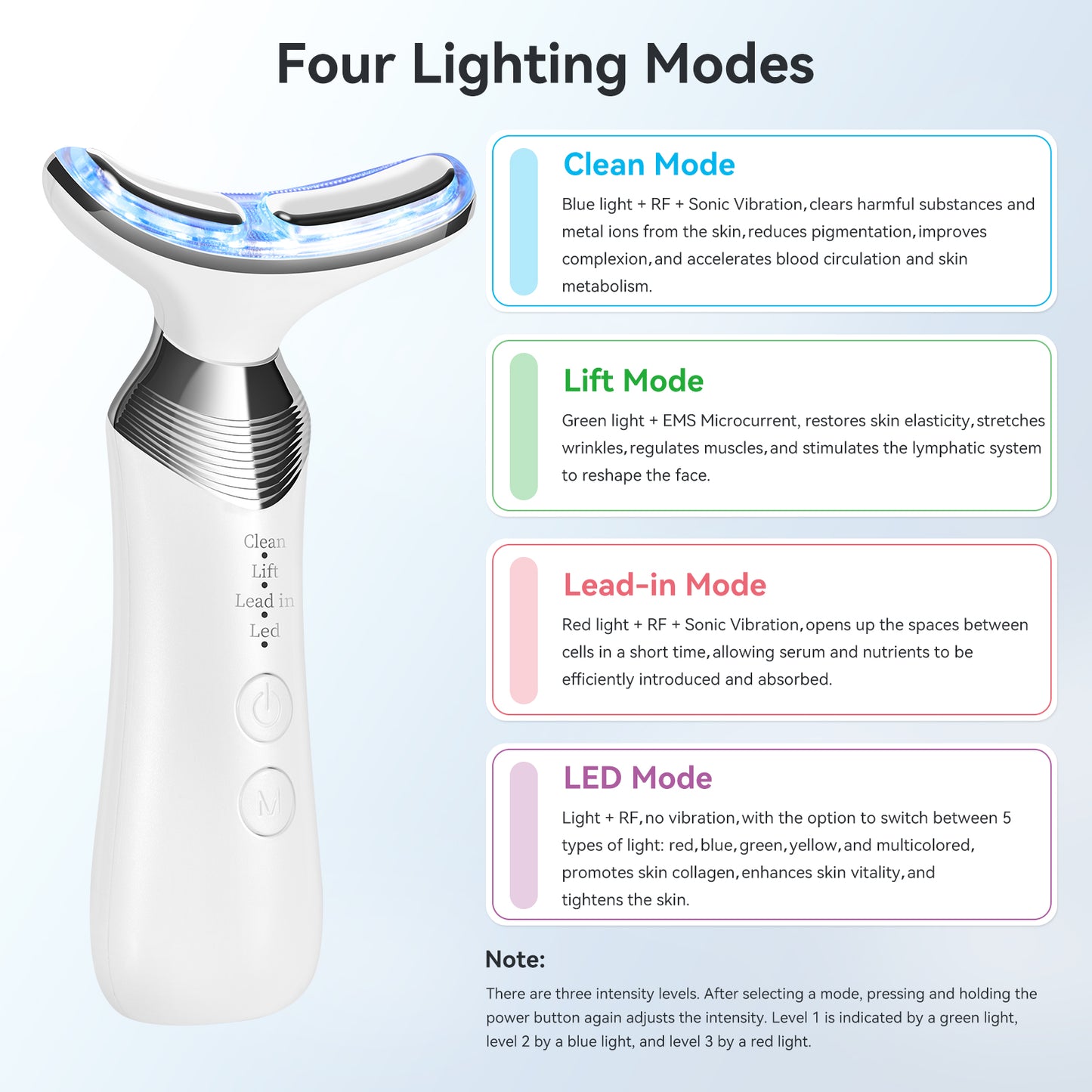 CARER SPARK Facial Massage Device 4-in-1 RF EMS Vibration Light 4 Modes Neck Face Massage Device for Lifting & Firming Skin Care