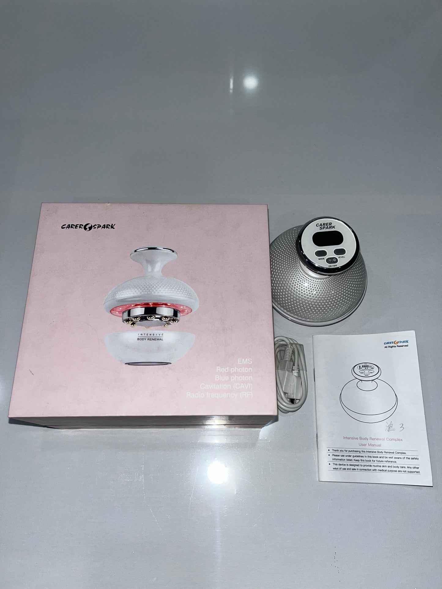 CARER SPARK 4 in 1 Ultrasonic Cavitation Body Massager Handheld Light Emitting Devices, Including Lamps and LED Devices for Skin