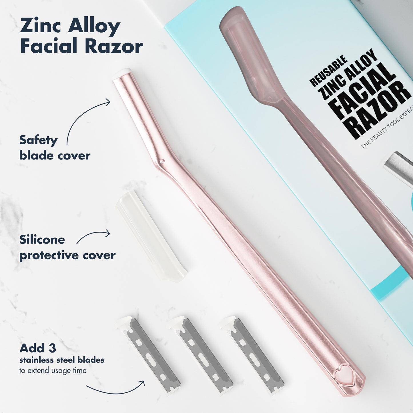 CARER SPARK Reusable Zinc Alloy Facial Razor, Eyebrow Razor for Women & Men