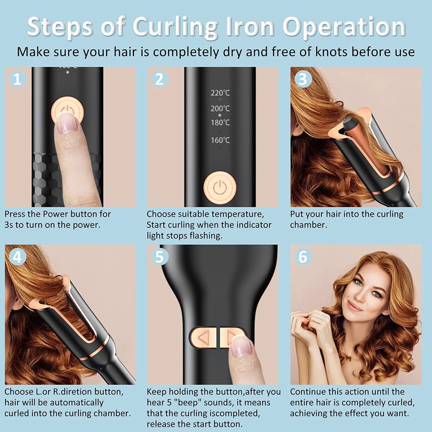 Spin N Curl Automatic Hair Curler Rotating Curling Iron for  Shoulder-Length Hair