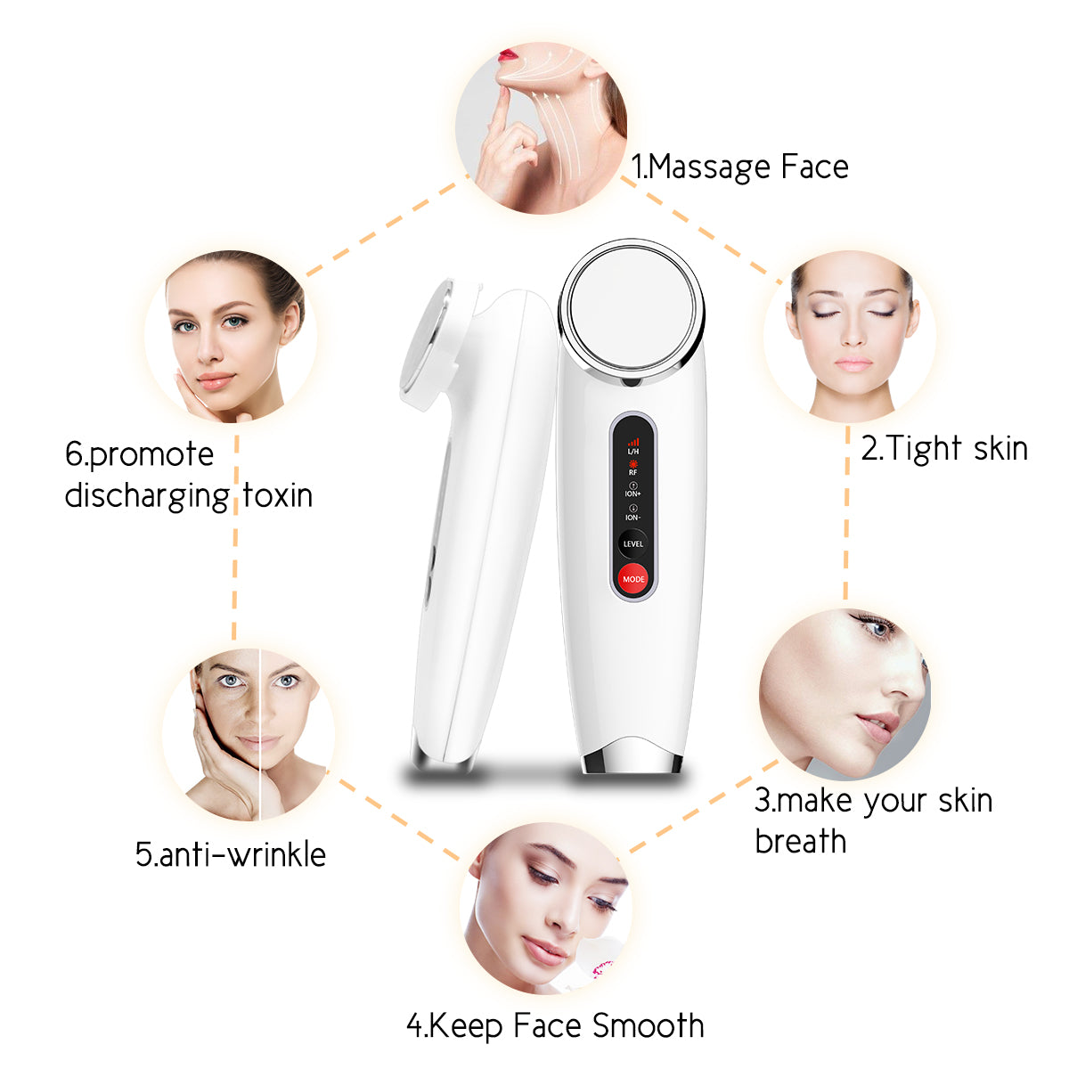 RF Vibration Lontophoresis Cleansing Rejuvenation Device Home Use Skin Tightening