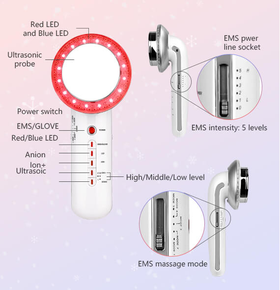 Fat Burning Machine Fat Loss 6 in 1,Ultrasonic Slimming Device LED Color  Light Massage Device